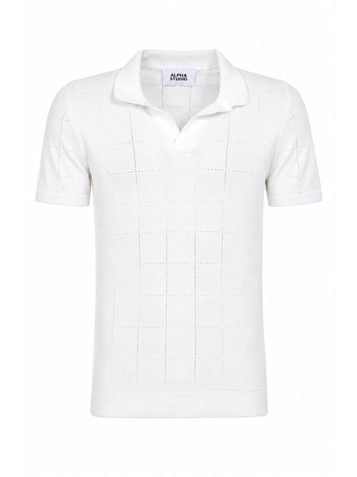 Polo traforata in cotone Latte Alpha Studio | AU-5141B1003